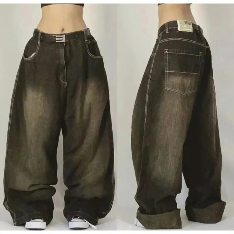 Seliora – Baggy Denim Cargo Jeans met Stoere Streetwear Look