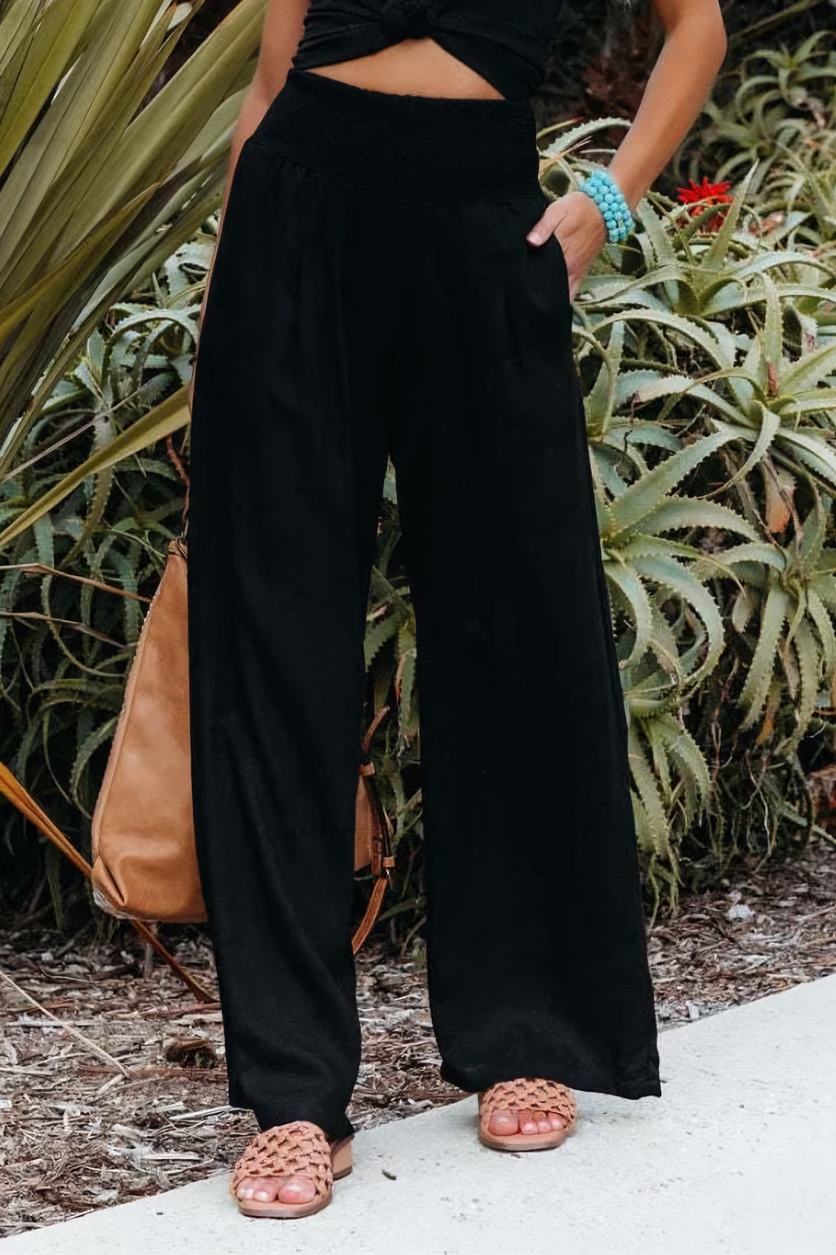 Lunaria - Comfortabele Hoge Taille Linnen Broek voor de Zomer met Ademend Design