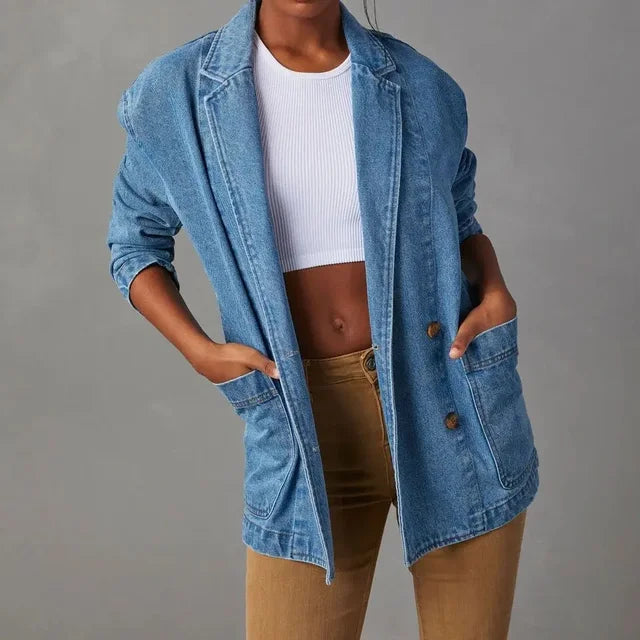 Marisca - Trendy Denim Blazer met Praktische Zakken voor Dames | Perfect voor Elk Seizoen