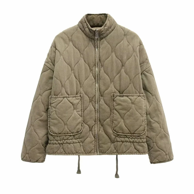 Clarisse – Vintage dames winterjas van katoen en Lenzing rayon met hoge kraag