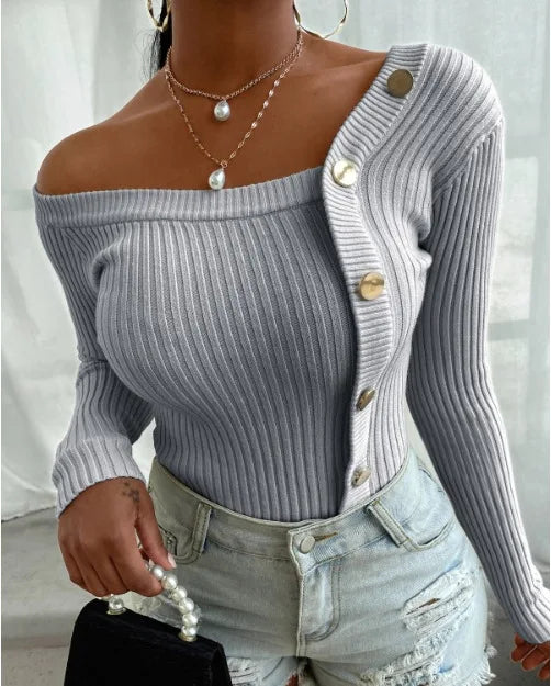 Esmée – Strapless Gebreide Trui met Moderne Elegantie en Comfortabele Pasvorm
