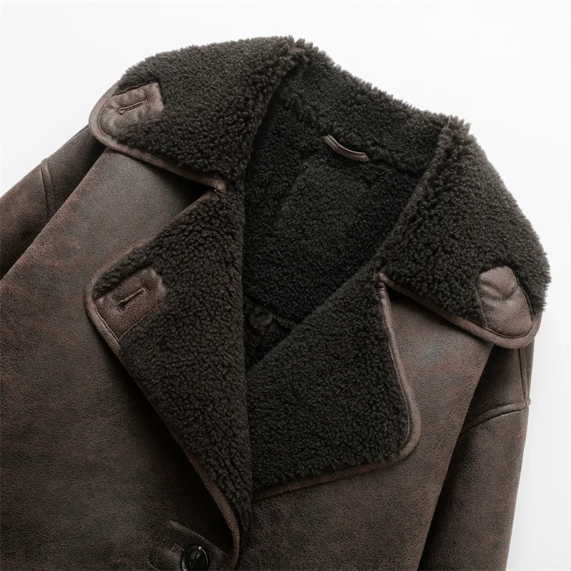 Maren Kunstleer-Fleece Jack – Tijdloze Warmte met een Stoere Touch