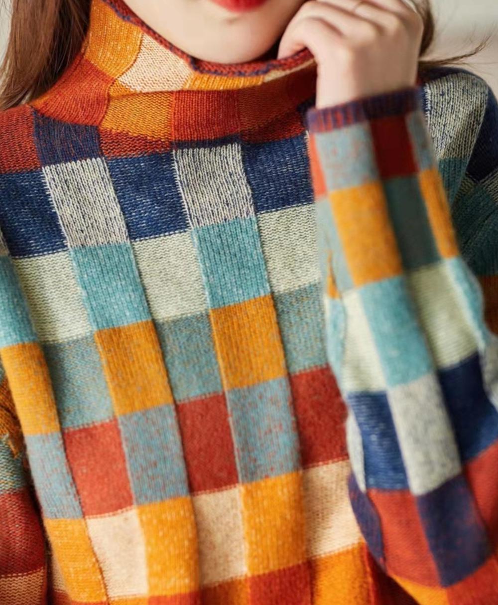 Eliora Geruite Oversized Trui – Speelse Warmte in Tijdloze Stijl
