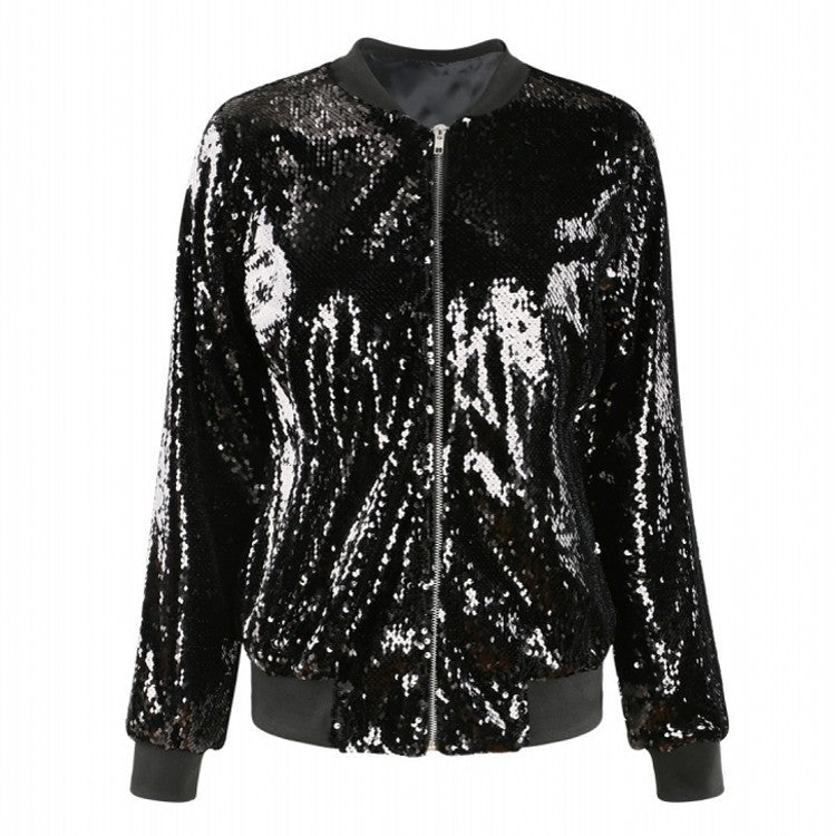 Stellaire - Reversible Pailletten Bomberjack voor een Stralende en Glamoureuze Outfit