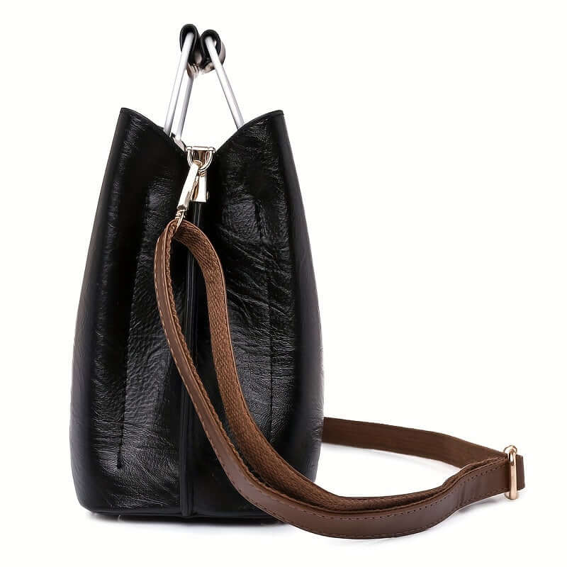 Elowen Twee-Kleurige Leren Handtas voor Dames – Elegant, Tijdloos en Functioneel