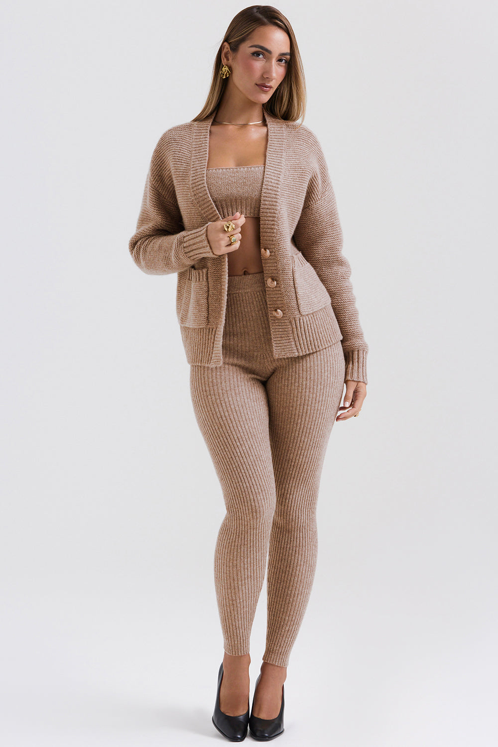 Amelith Driedelige Gebreide Set – Warm, Zacht & Elegant Comfort