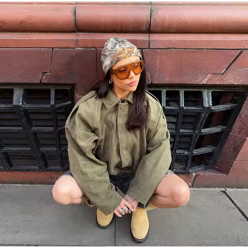 Renelle – Oversized dames suède jas met moderne city-chic uitstraling
