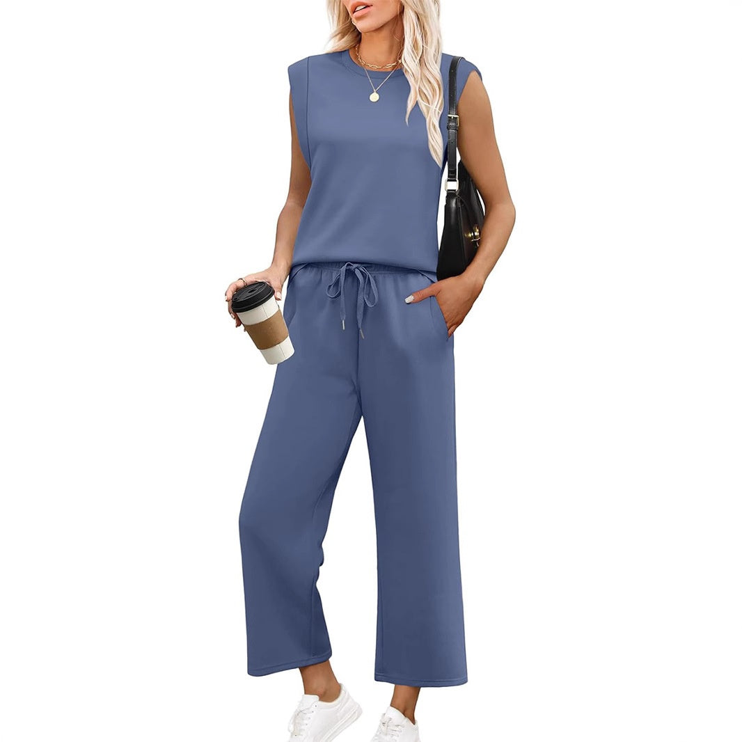 Valenya – Dames co-ord set met mouwloze top en wide-leg broek