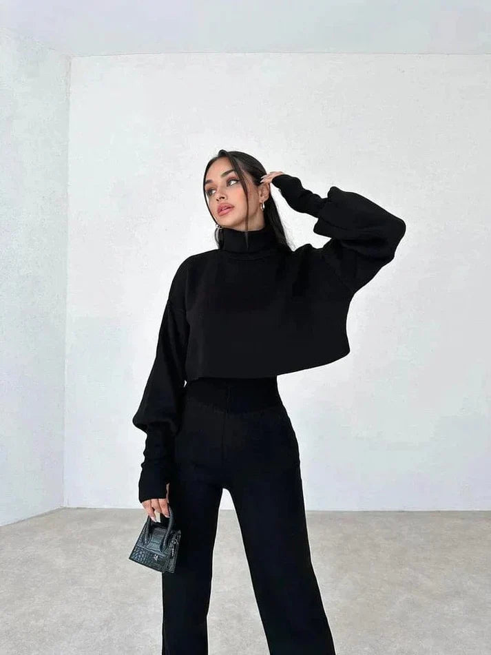 Solvienne – Tweedelige Set met Rolkraag, Stijlvol & Comfortabel voor Herfst en Winter