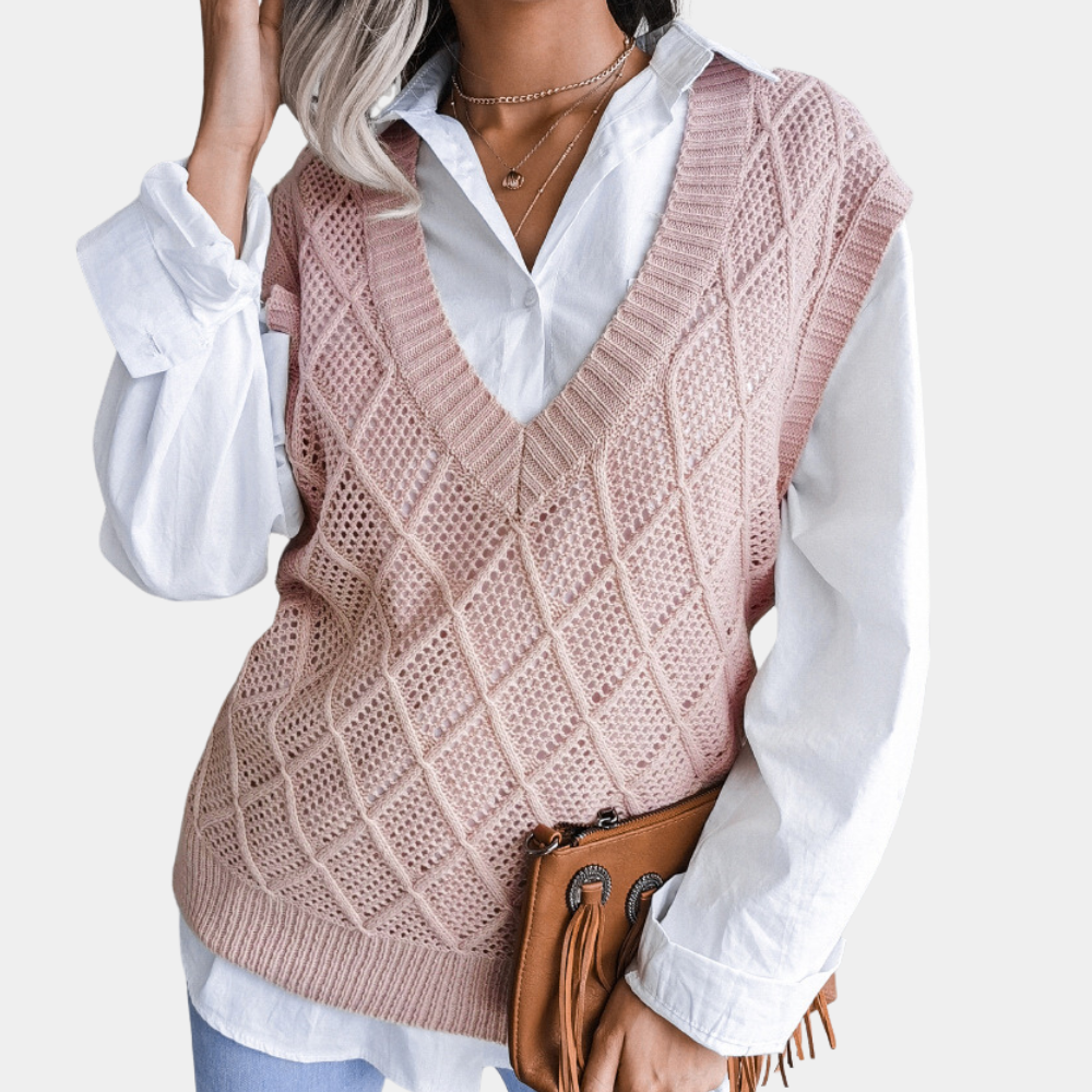Livia Knit – Stijlvol mouwloos vest met een zachte, luxe afwerking