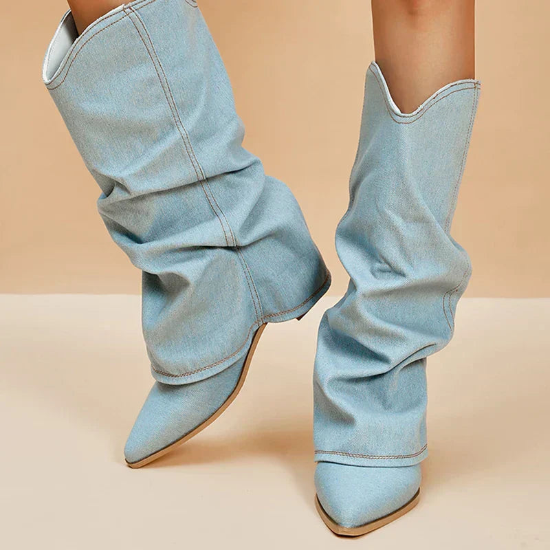 Fiorayne – Denim dameslaarzen met eigentijdse flair en tijdloze klasse