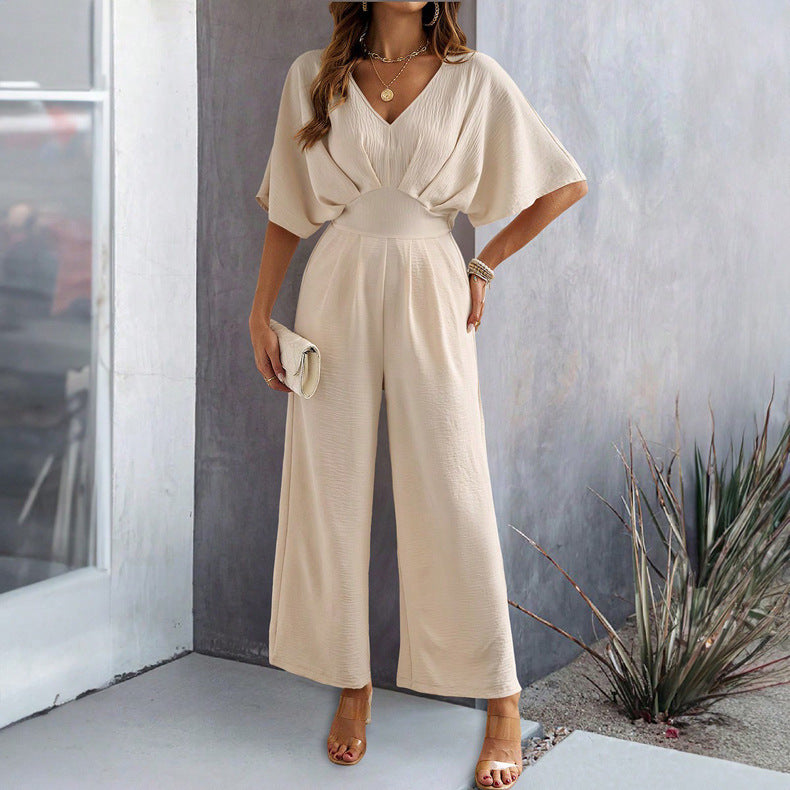 Elowen - Elegante Dames Jumpsuit met Brede Pijpen en V-Hals, Ideaal voor Feestjes en Casual Gelegenheden