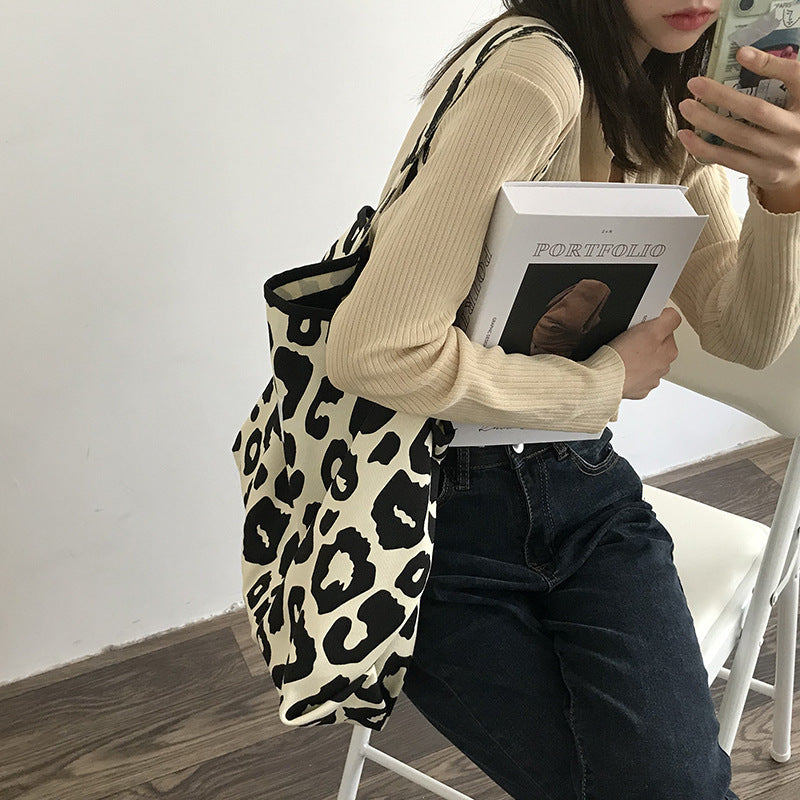 Thalassa - Canvas Luipaard Shopper met Bijpassende Tas
