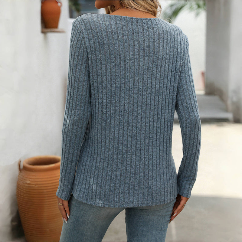 Fayenne – Effen Damesblouse met V-Hals en Tijdloze Elegantie