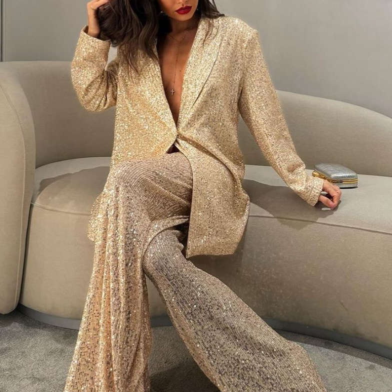 Blazer Set Dames met Pailletten – Elegant & Feestelijk