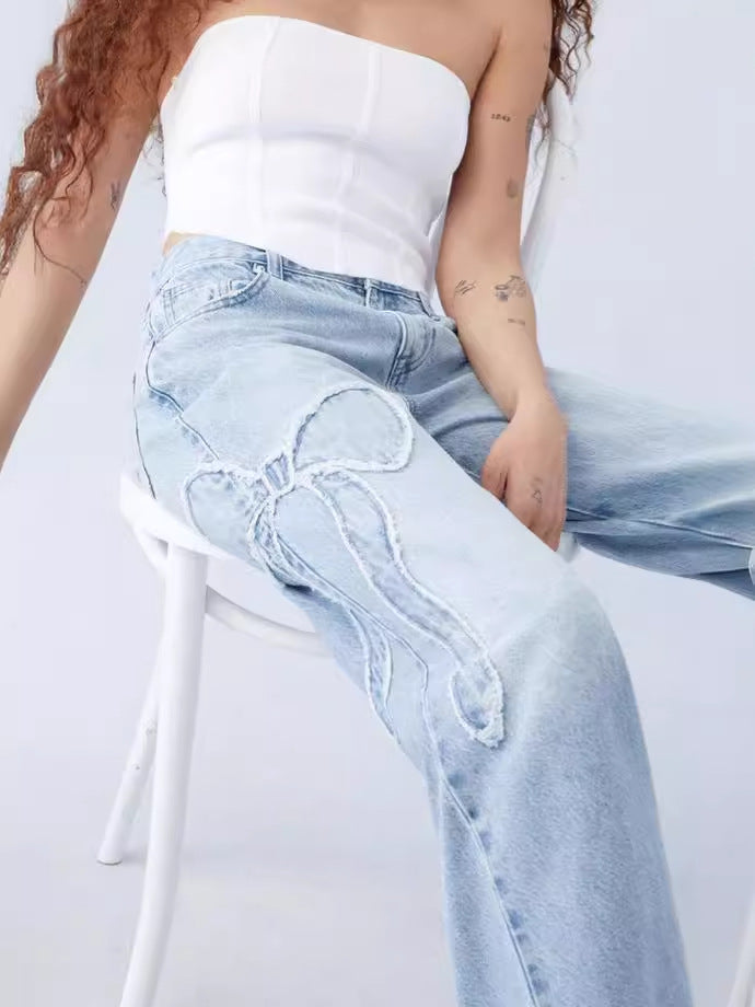 Florence Bow Jeans – Een Speelse Twist op Tijdloze Elegant Denim