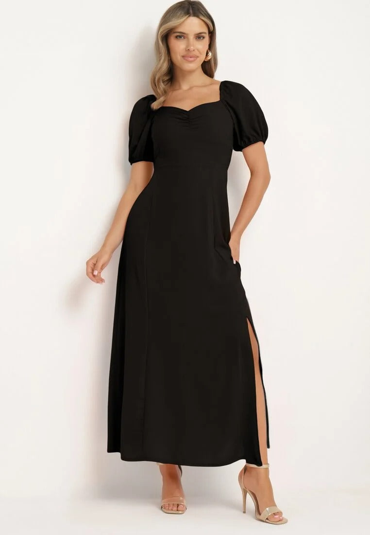 Calindra Maxi Jurk met Pofmouwen – Elegante Sweetheart Halslijn & Zwierige A-Lijn Pasvorm
