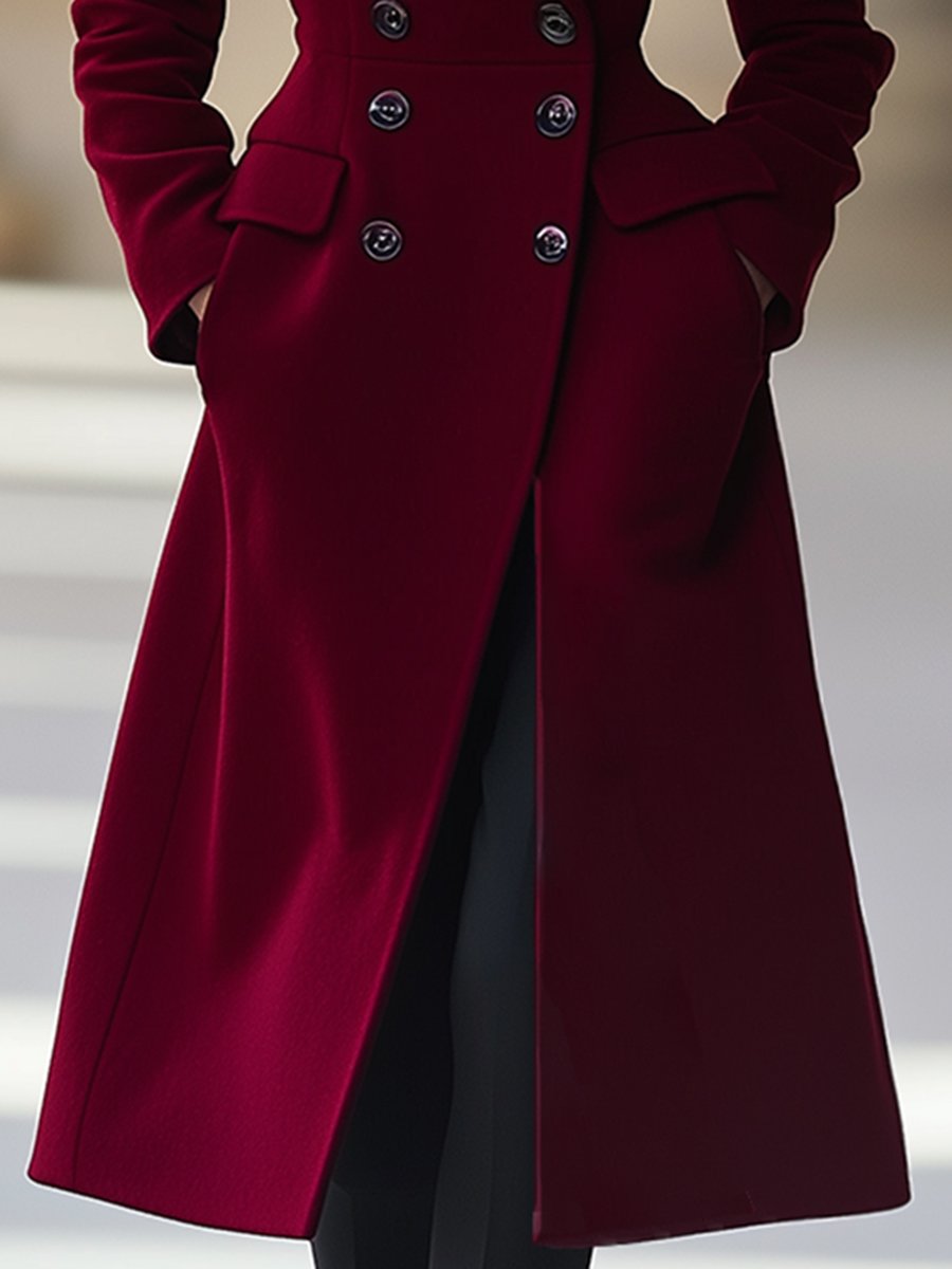 Zephyra – Wijnrode Mantel met Luxe Elegantie