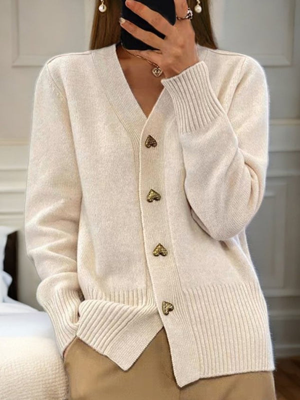 Olyndra – Chunky dames vest met V-hals en vintage preppy elegantie