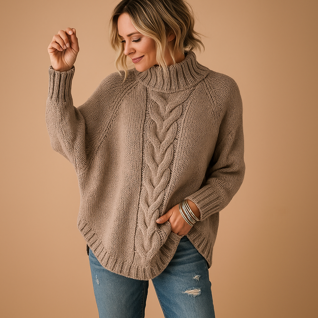 Nolene – Lange Chunky Gebreide Trui met Warme Textuur en Relaxte Pasvorm