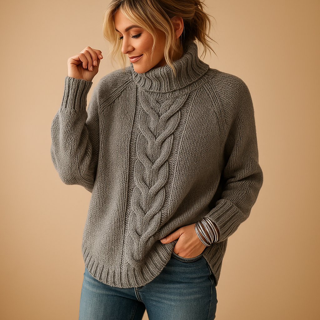Nolene – Lange Chunky Gebreide Trui met Warme Textuur en Relaxte Pasvorm