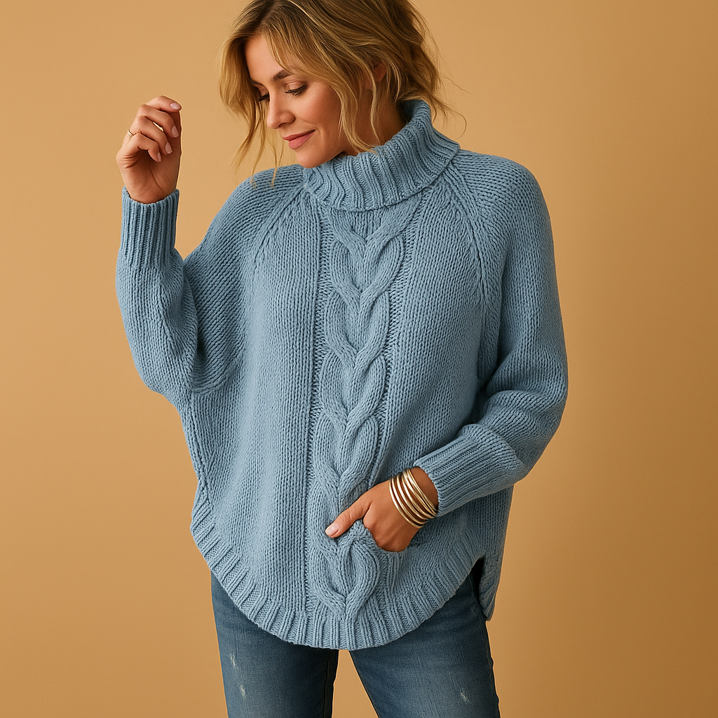 Nolene – Lange Chunky Gebreide Trui met Warme Textuur en Relaxte Pasvorm
