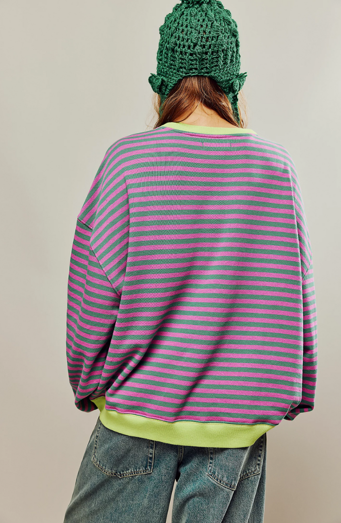 Amélie – Gestreepte Oversized Damestrui | Zacht, Kleurrijk & Comfortabel