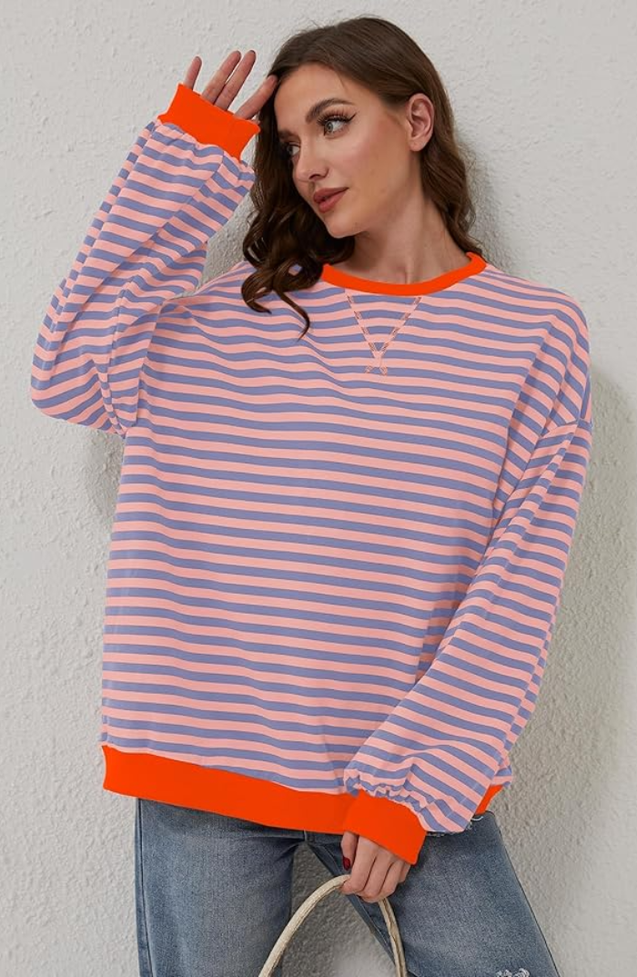 Amélie – Gestreepte Oversized Damestrui | Zacht, Kleurrijk & Comfortabel