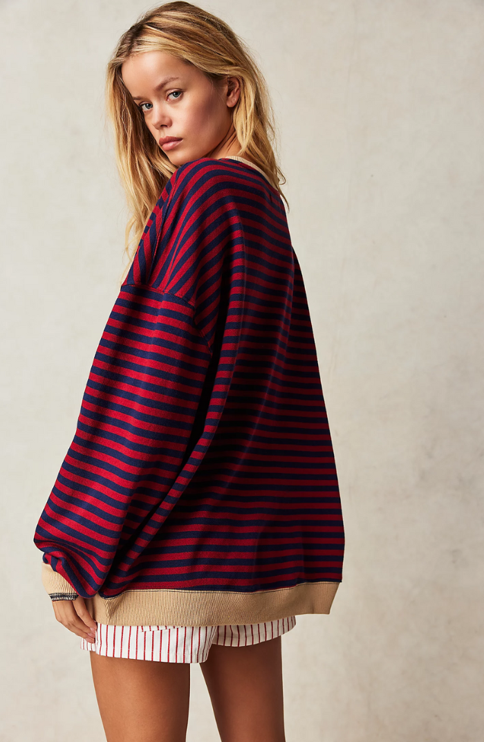 Amélie – Gestreepte Oversized Damestrui | Zacht, Kleurrijk & Comfortabel