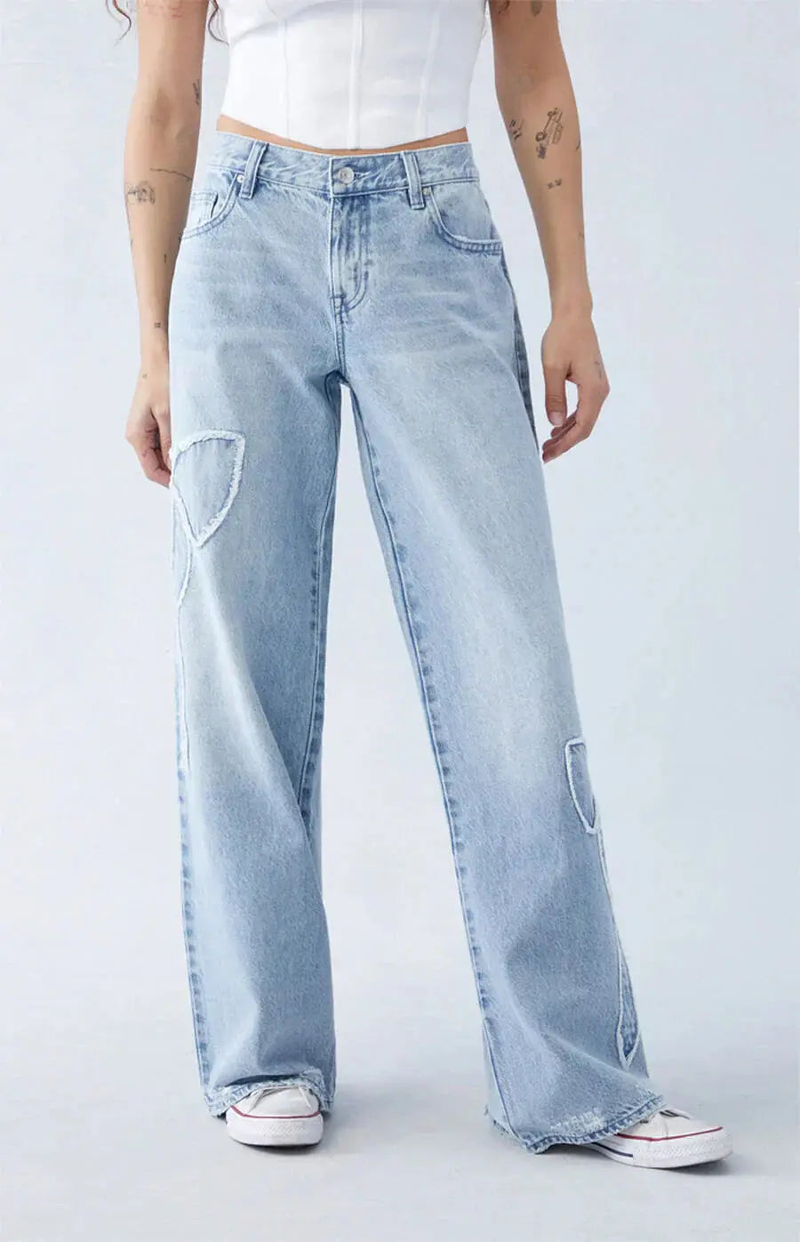 Aravelle Trendy Wide-Leg Jeans met Unieke Details – Modern, Comfortabel en Stijlvol