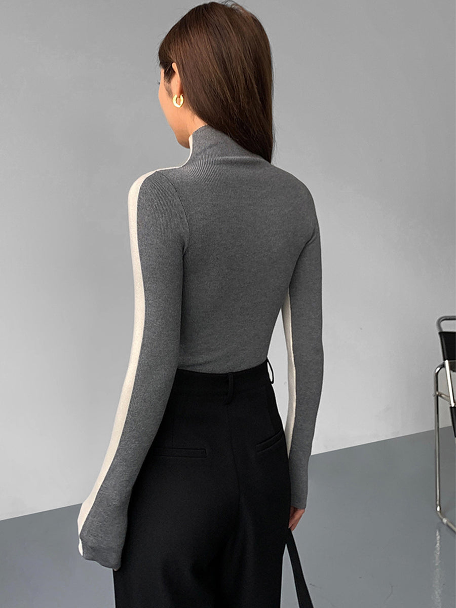 Noelle – Tweekleurige Gebreide Top met Regular Fit