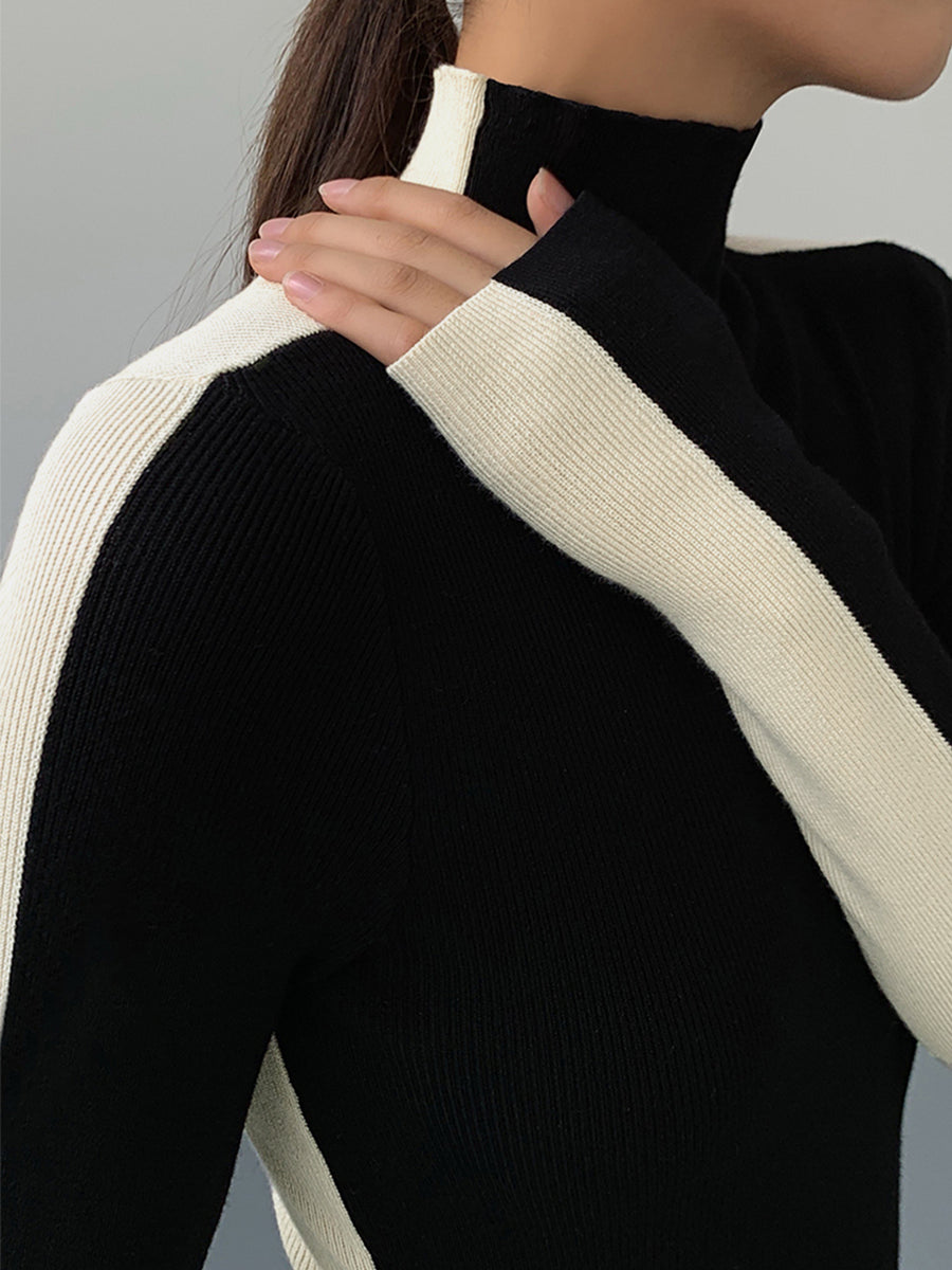 Noelle – Tweekleurige Gebreide Top met Regular Fit