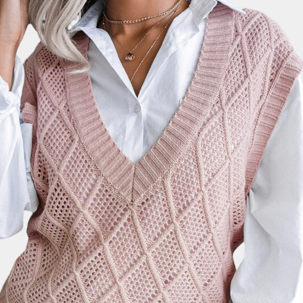 Livia Knit – Stijlvol mouwloos vest met een zachte, luxe afwerking