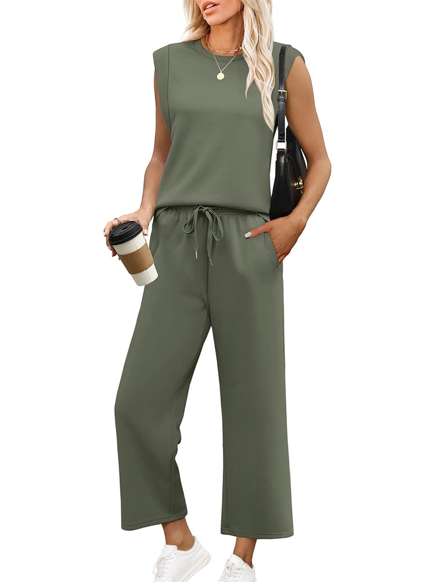 Valenya – Dames co-ord set met mouwloze top en wide-leg broek
