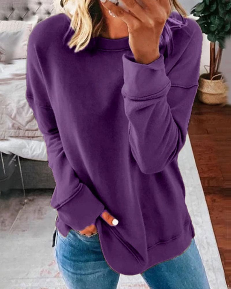 Lenvya – Minimalistisch Effen Sweatshirt met Luxueus Draagcomfort