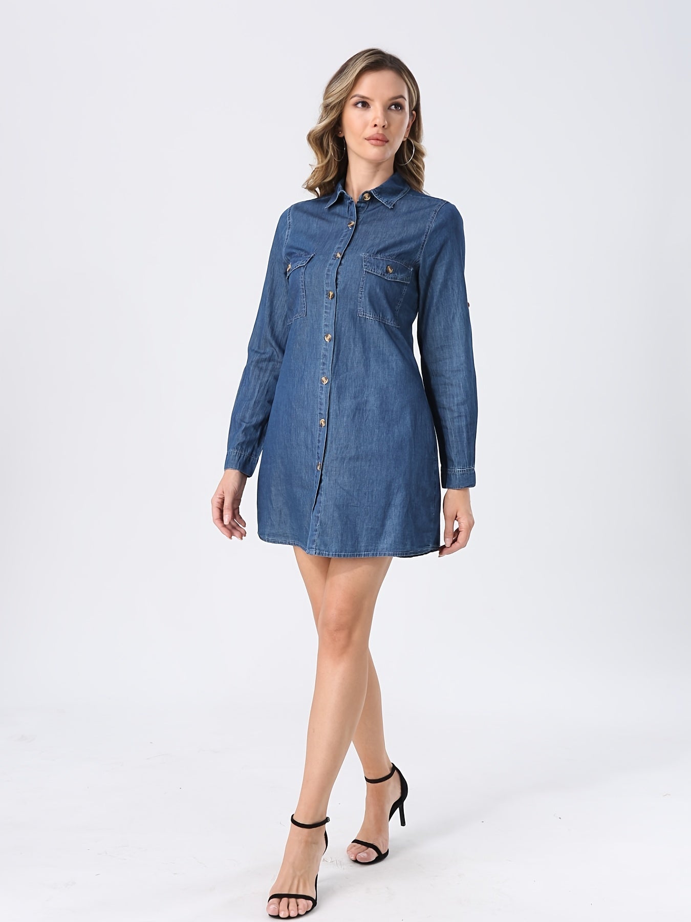 Sylvara Denim Overhemdjurk – Tijdloze Stijl in Zacht Katoen