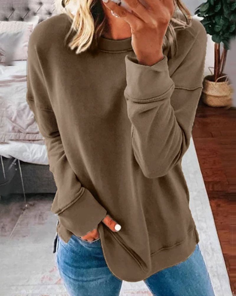 Lenvya – Minimalistisch Effen Sweatshirt met Luxueus Draagcomfort