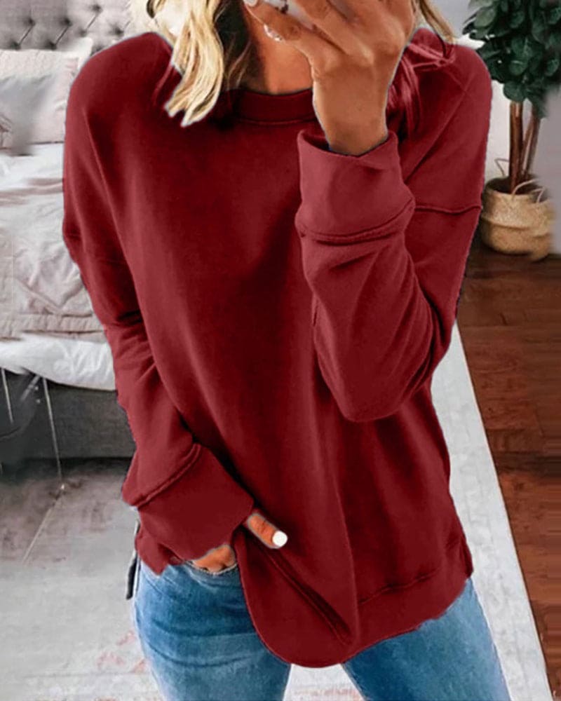 Lenvya – Minimalistisch Effen Sweatshirt met Luxueus Draagcomfort