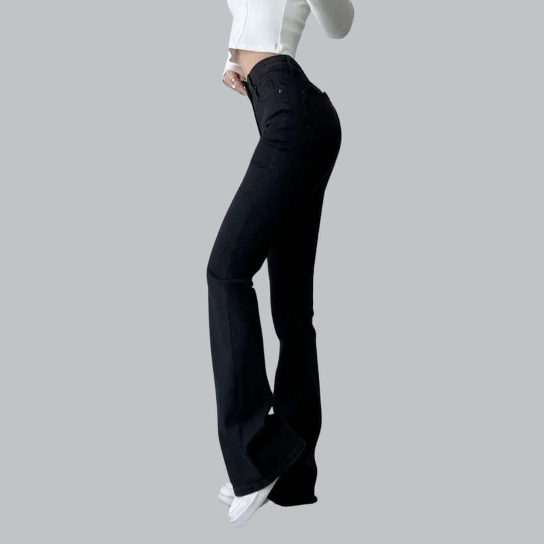 Selene Jeans – Dames Spijkerbroek met Hoge Taille en Hartvormige Details