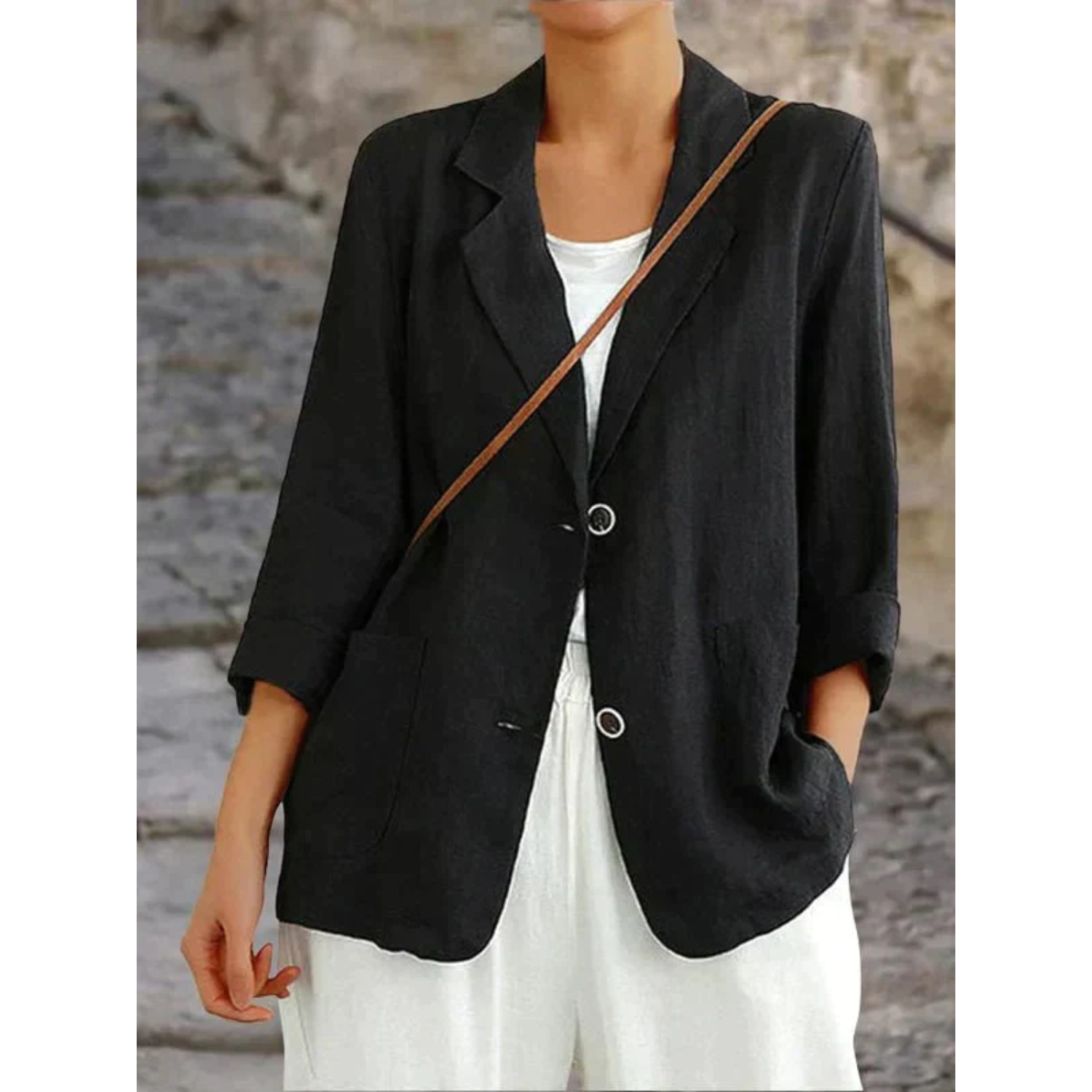Elara - Elegante Linnen Blazer voor een Tijdloze Look