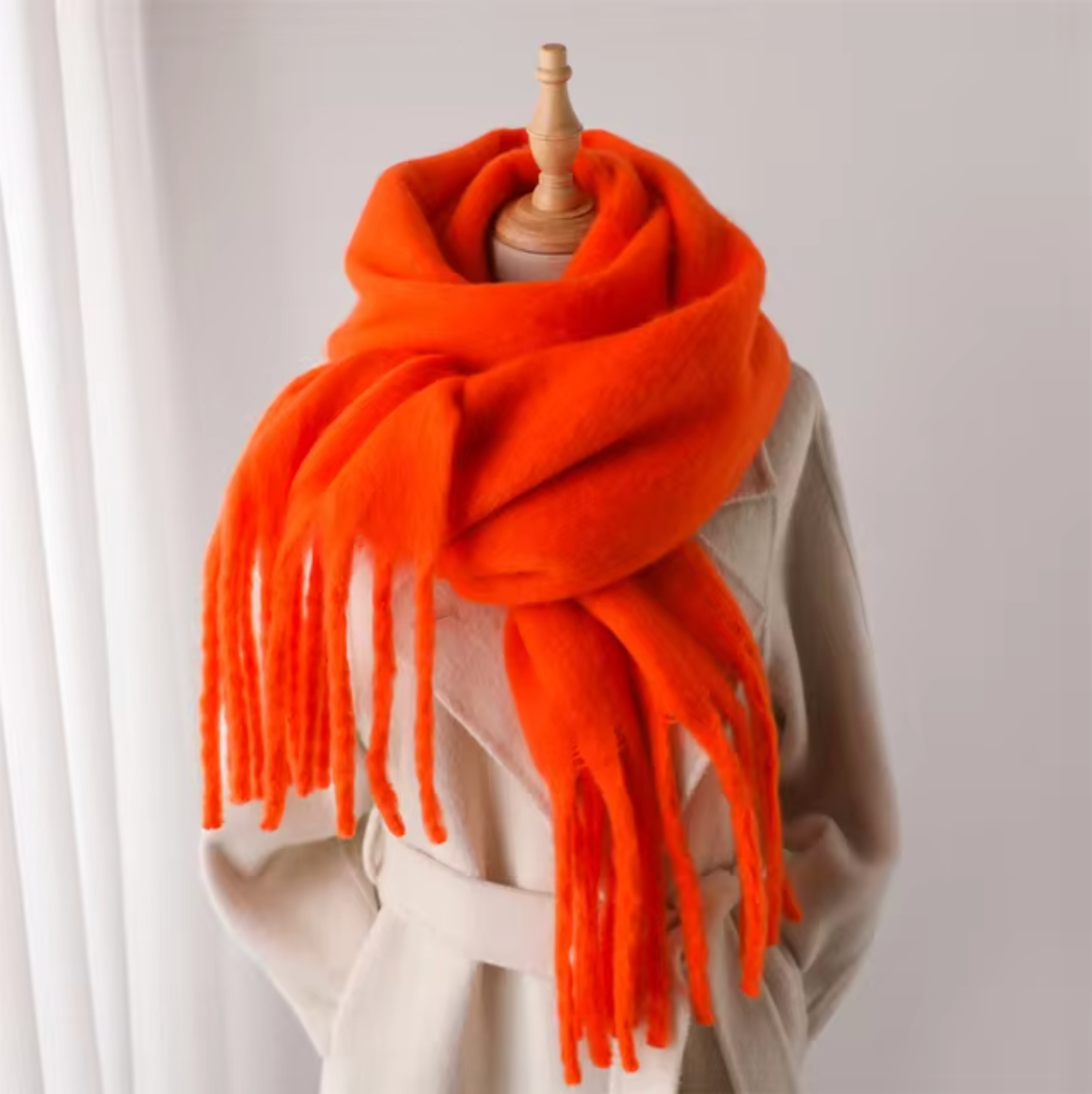 Averine – Luxe cashmere-look wintersjaal met franjes voor dames