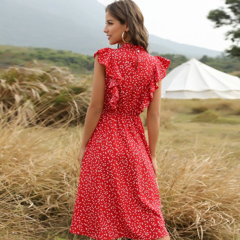 Isalyn – Lange chiffon zomerjurk met A-lijn pasvorm en speelse details