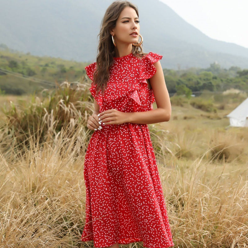 Isalyn – Lange chiffon zomerjurk met A-lijn pasvorm en speelse details