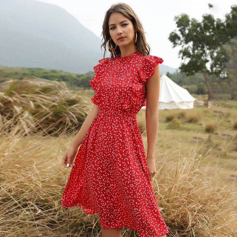 Isalyn – Lange chiffon zomerjurk met A-lijn pasvorm en speelse details