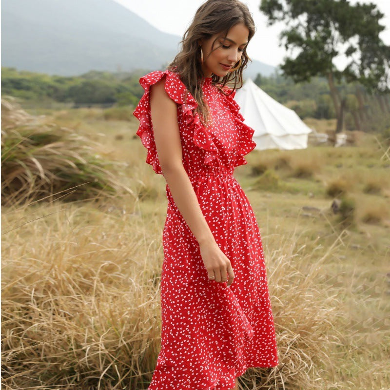 Isalyn – Lange chiffon zomerjurk met A-lijn pasvorm en speelse details