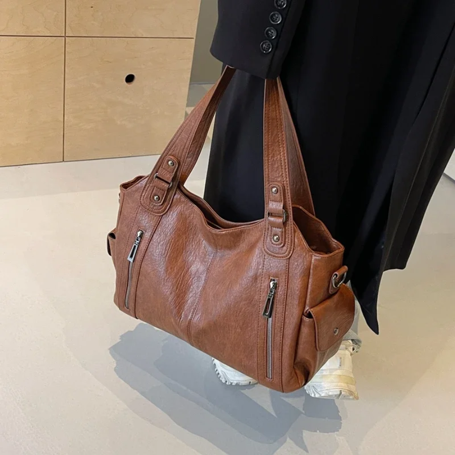 Elysanne – Luxe Vegan Leren Schoudertas met Ruime Indeling en Tijdloos Design