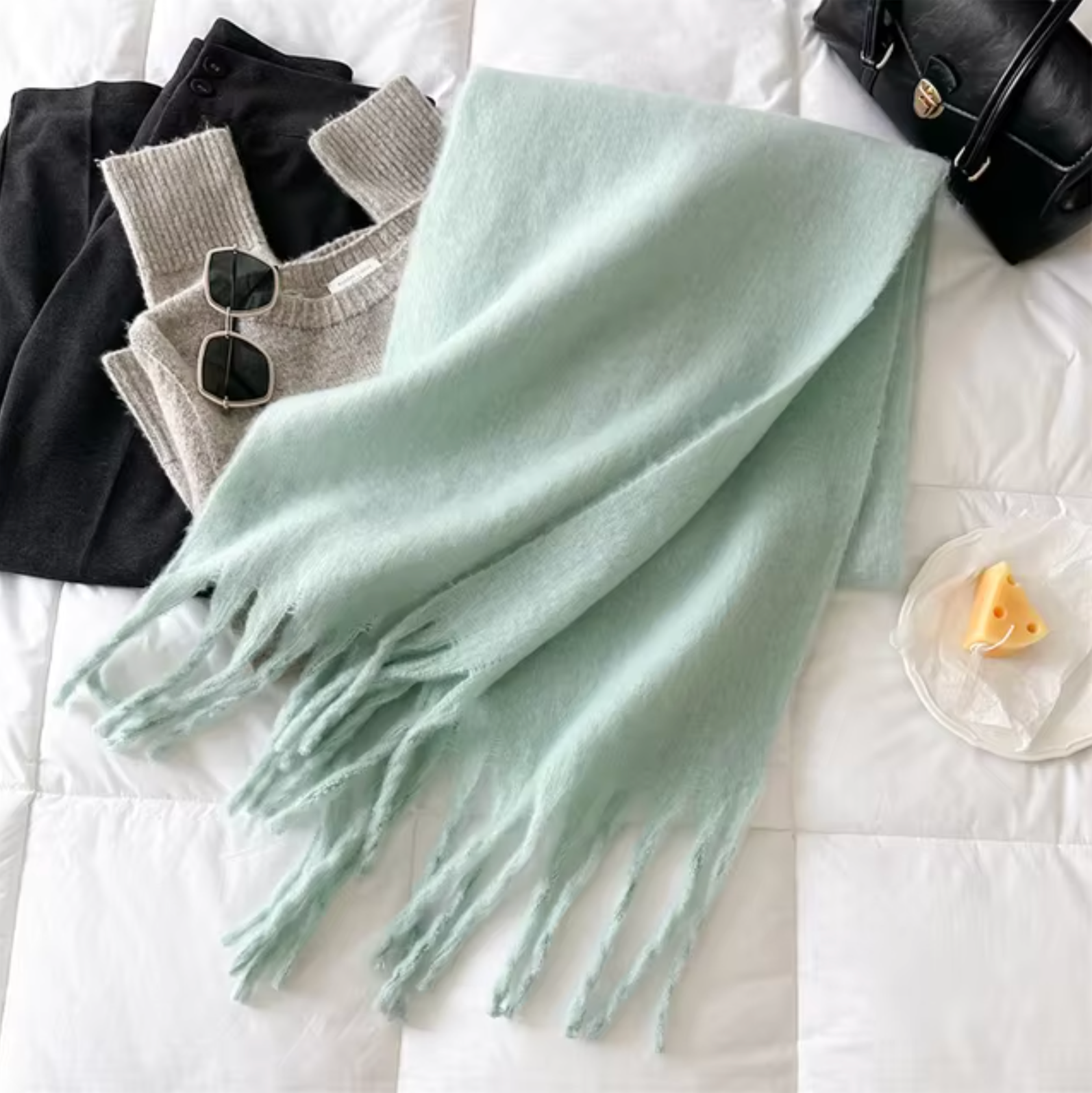 Averine – Luxe cashmere-look wintersjaal met franjes voor dames