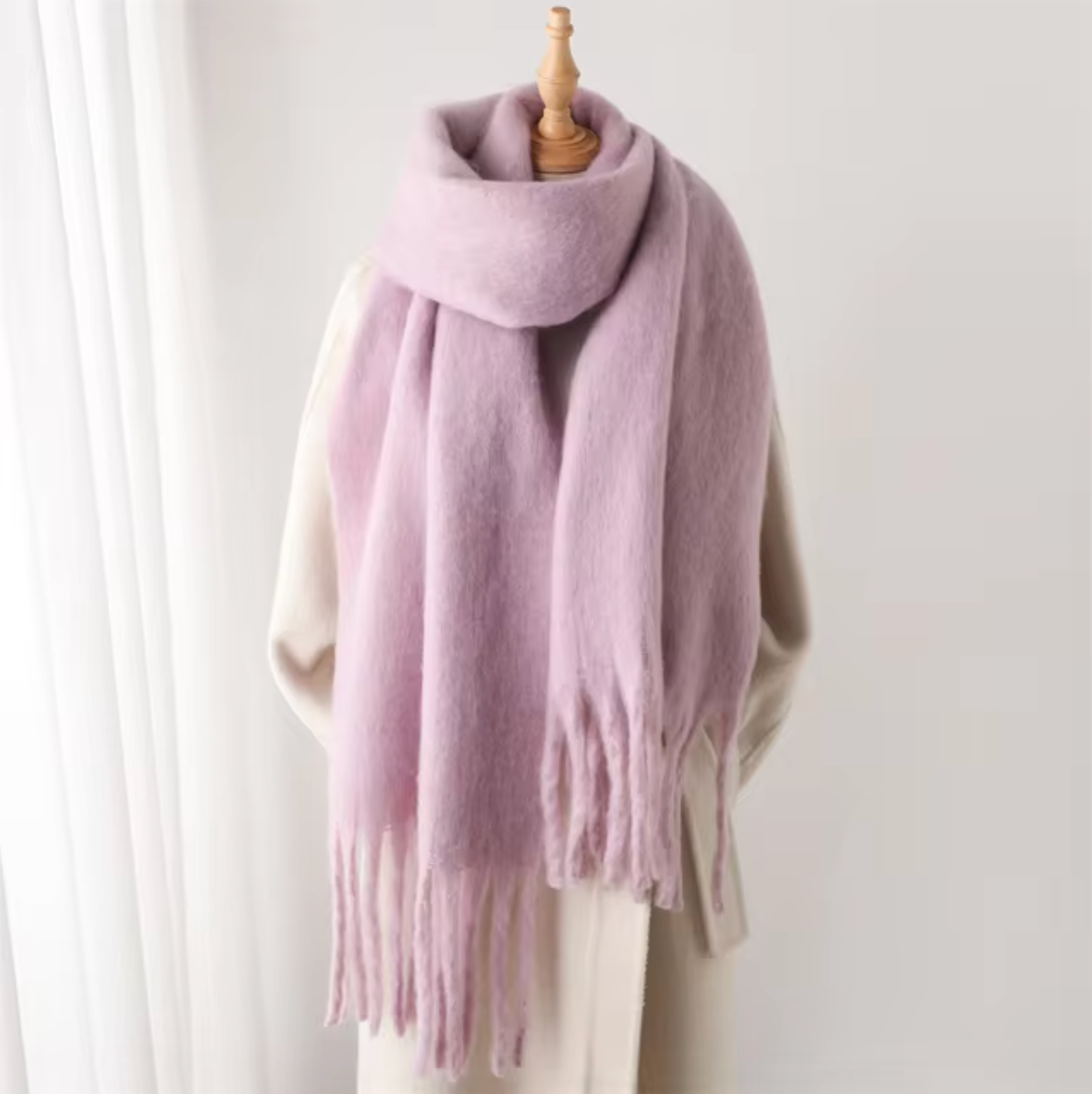 Averine – Luxe cashmere-look wintersjaal met franjes voor dames