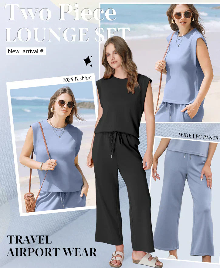 Lunivelle – Elegante dames loungewear set met top en wide-leg broek