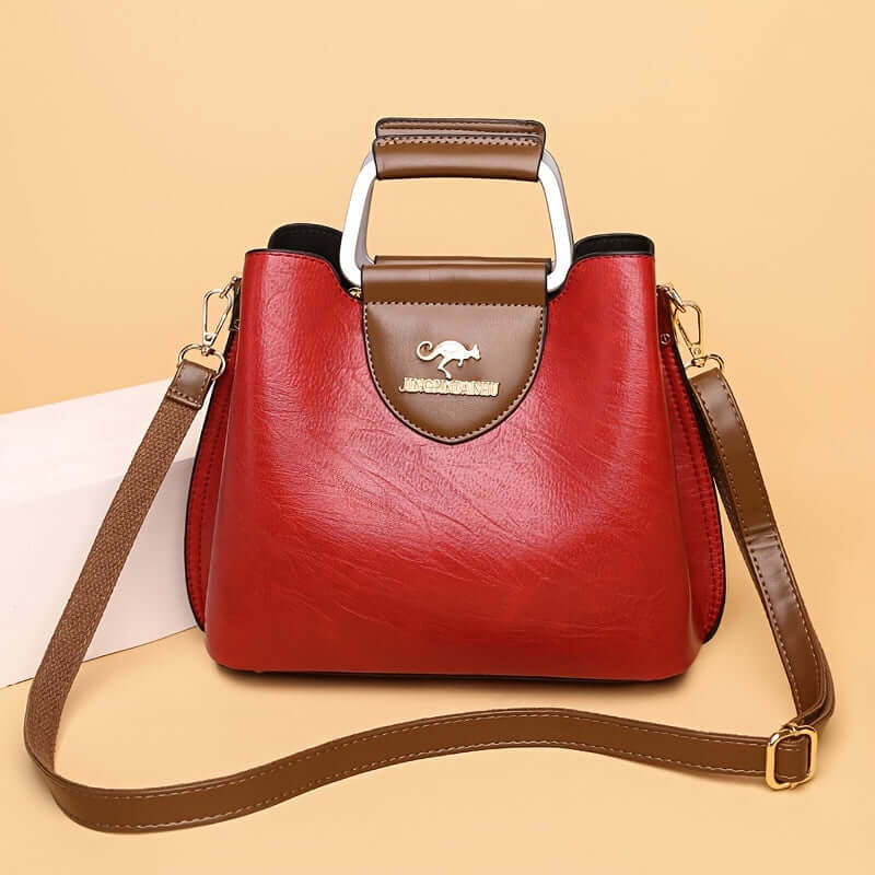 Elowen Twee-Kleurige Leren Handtas voor Dames – Elegant, Tijdloos en Functioneel